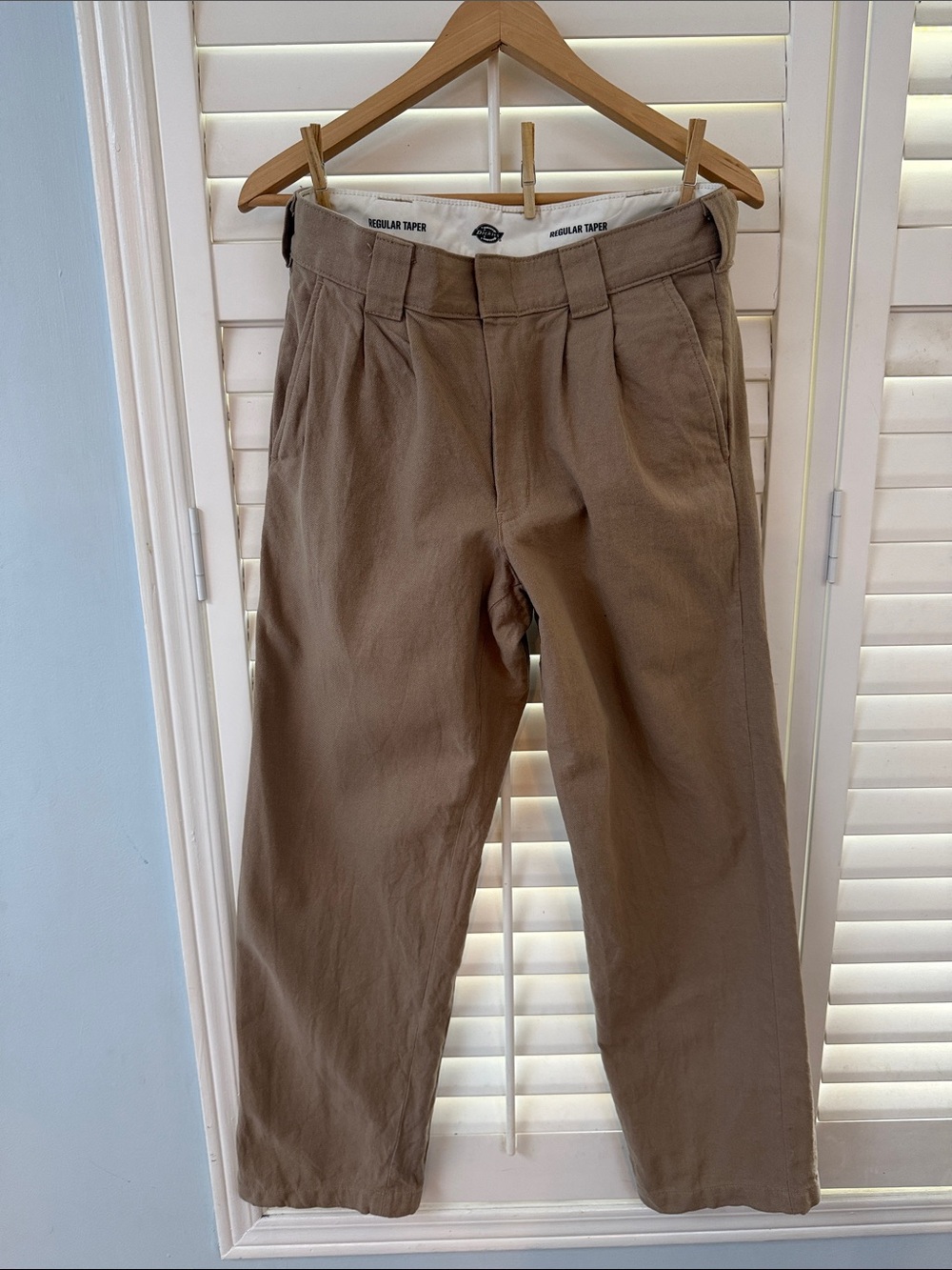 Dickies Size 30 High Rise Pleated Work Pants Khaki Beige Straight Leg